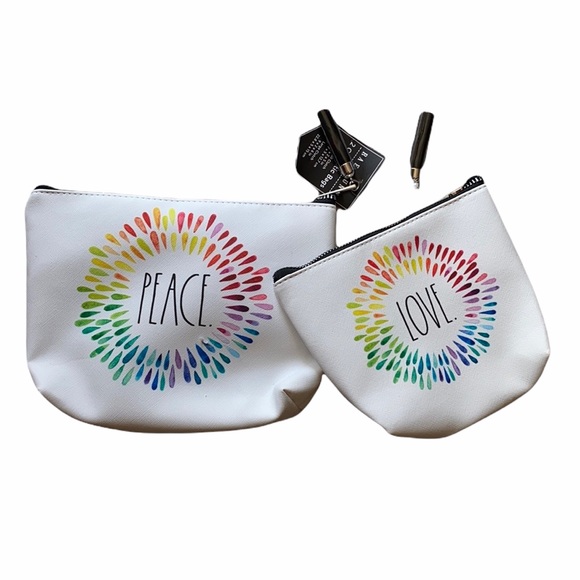 NEW Rae Dunn peace/love cosmetic bags - Picture 2 of 8